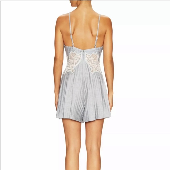 Jonathan Simkhai Pleated Linen Lattice Romper NWT - Picture 5 of 16